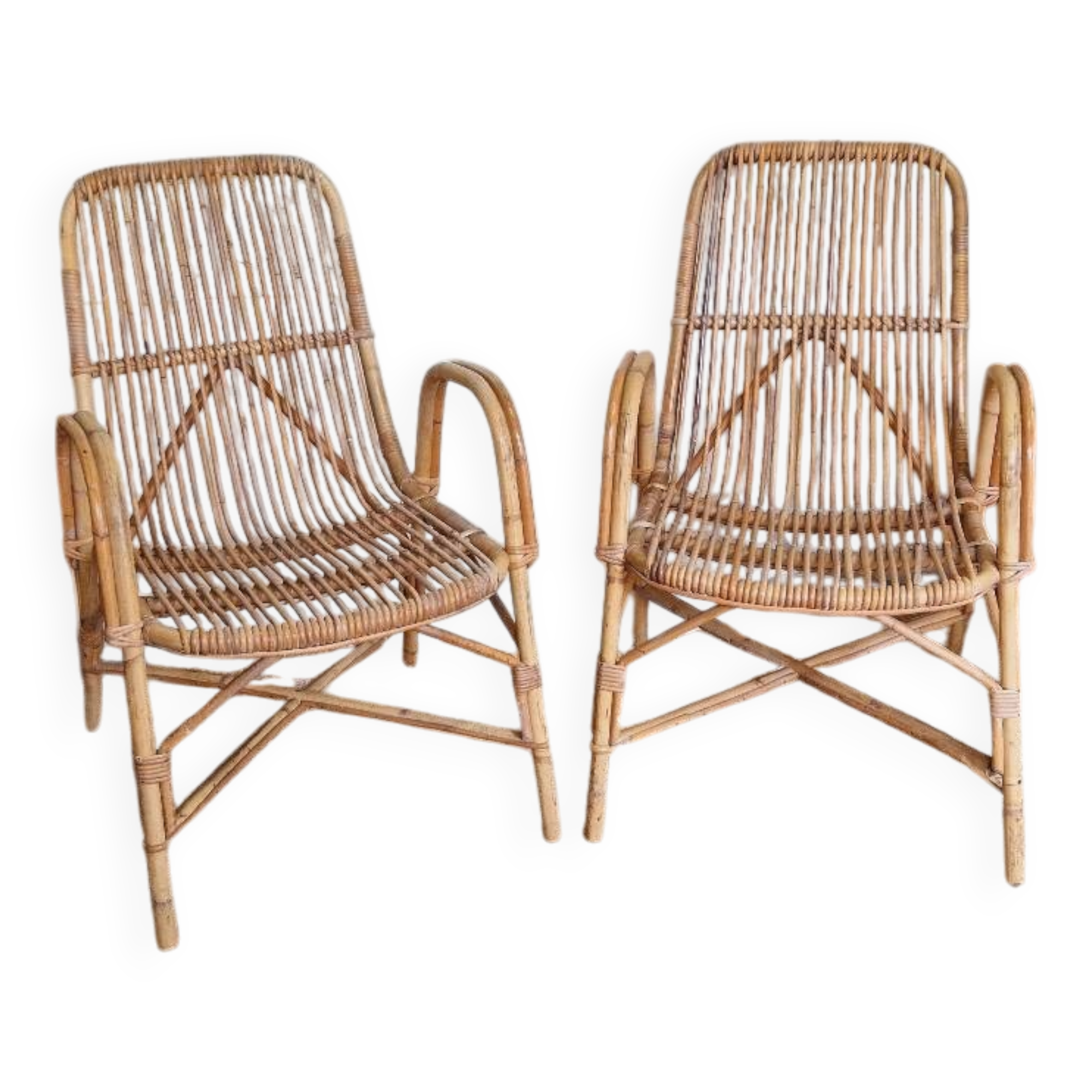 Pair of rattan armchairs