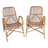 Pair of rattan armchairs