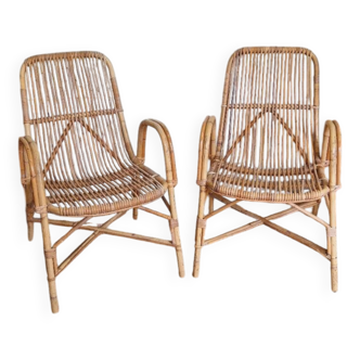 Pair of rattan armchairs