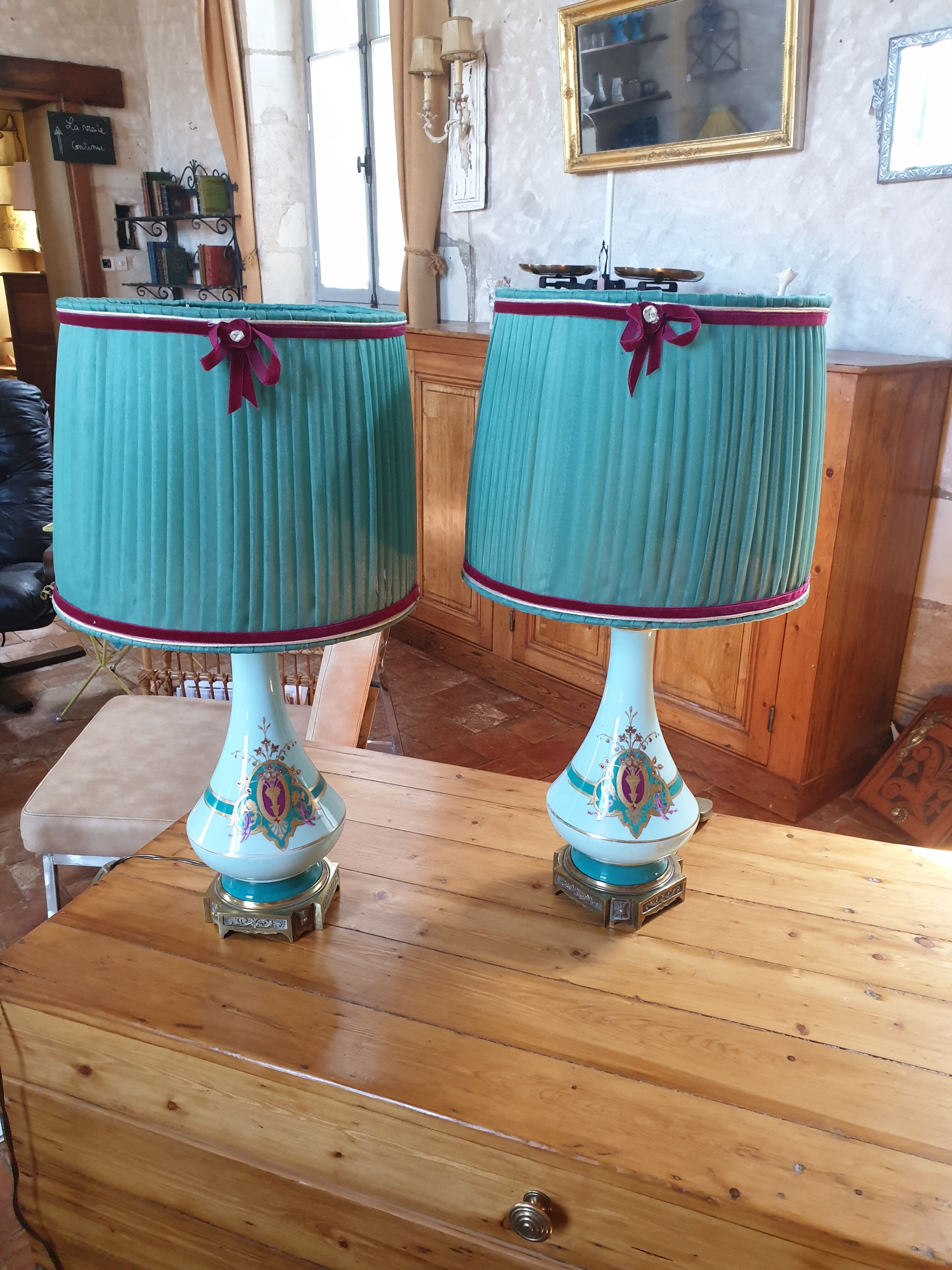 Pair of antique lamps