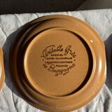 Set of 11 small dessert plates in brown-striped stoneware from Sarreguemines.