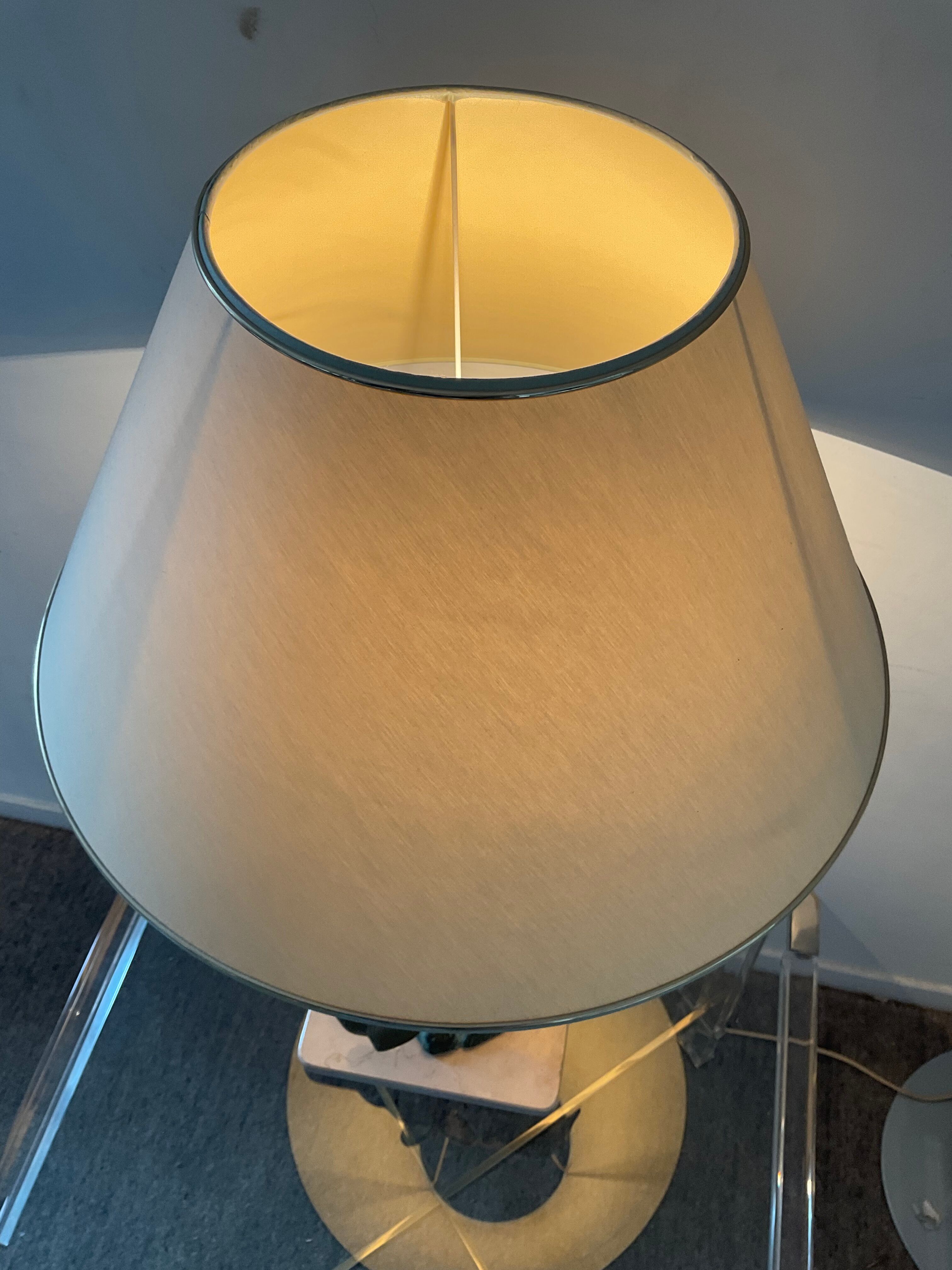 Vintage lamp in travertine and bronze 70s