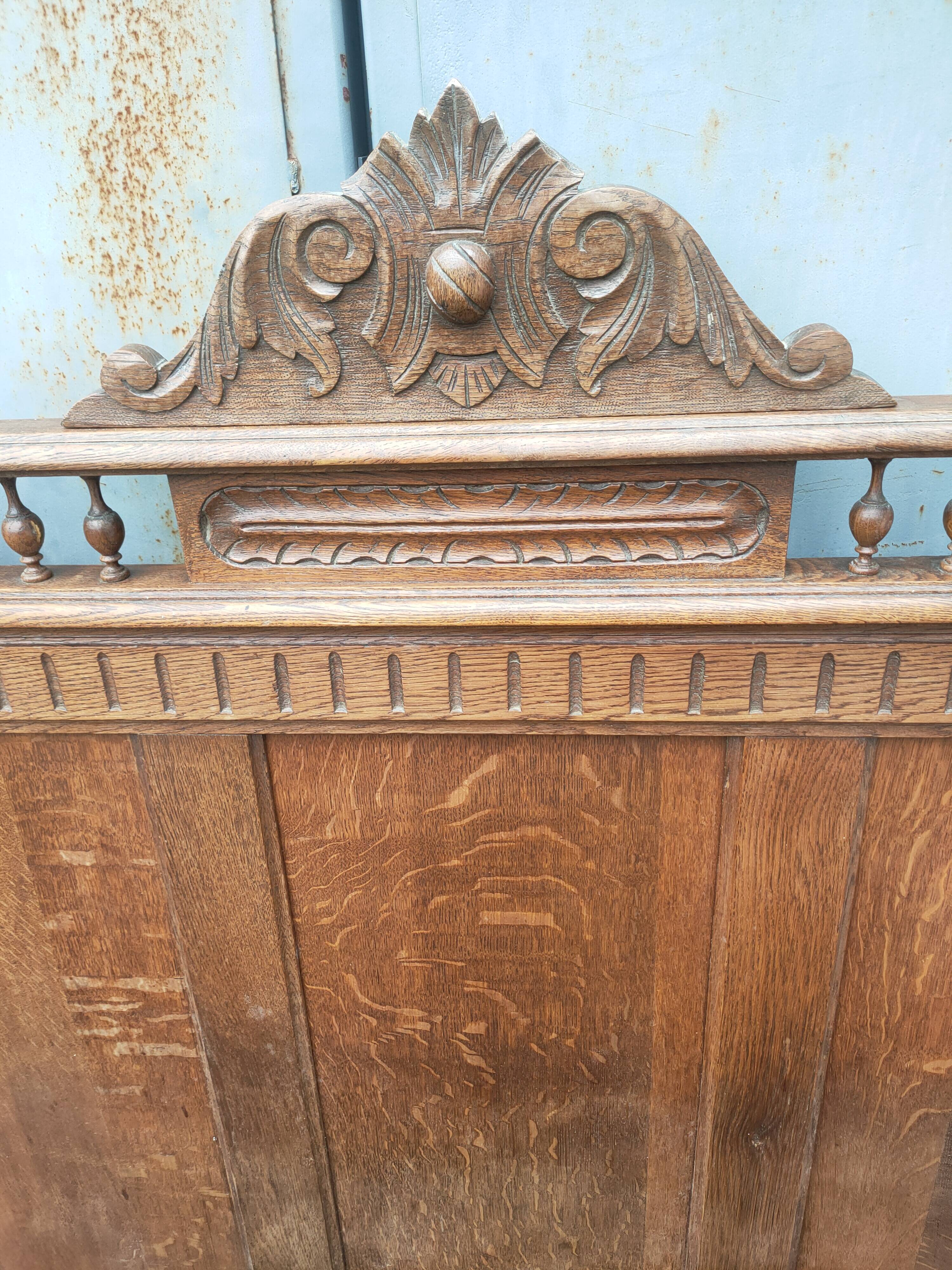 antique solid oak headboard