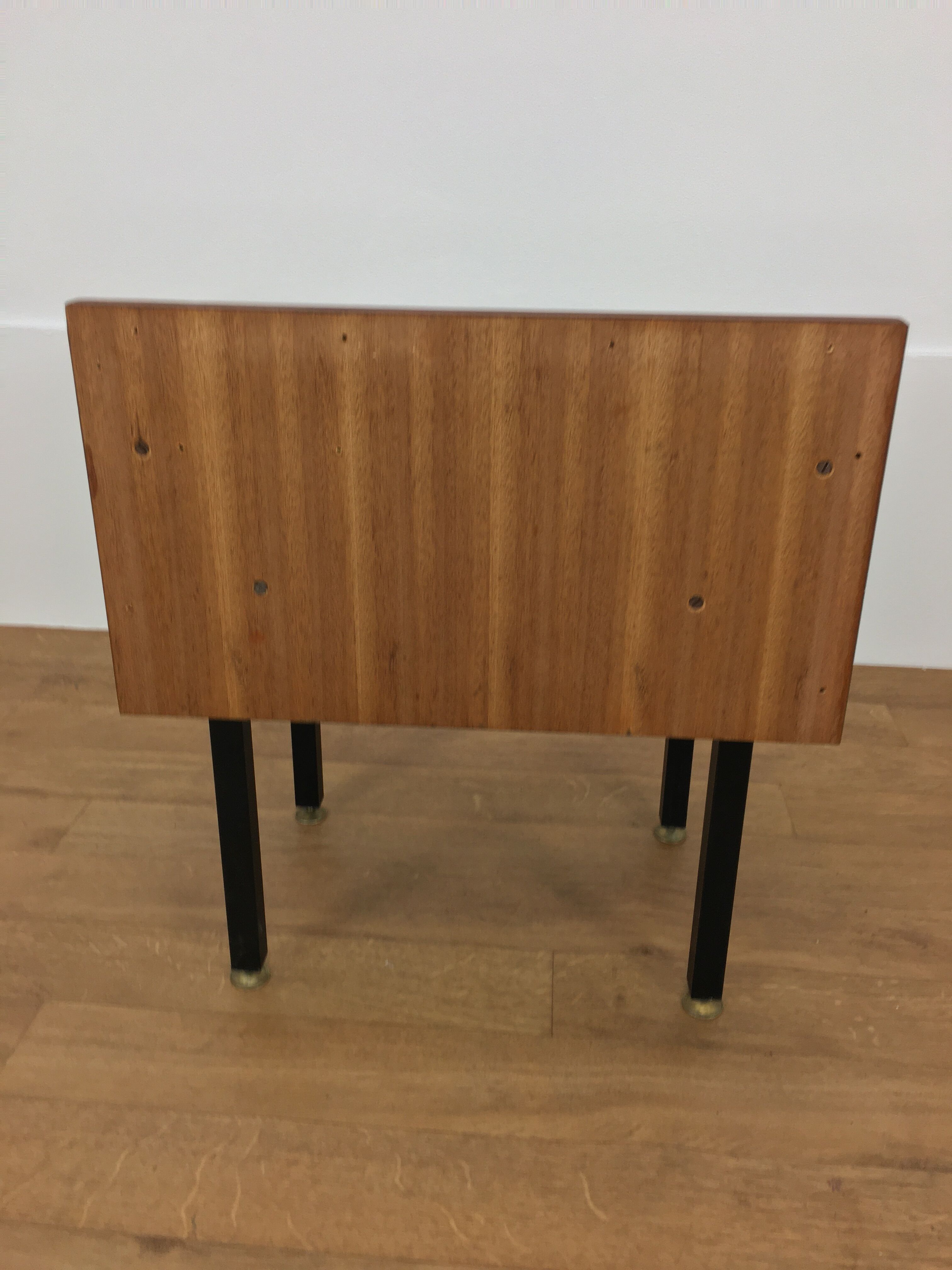 Modernist bedside table wood and glass 1950