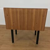 Modernist bedside table wood and glass 1950