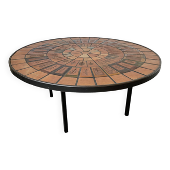 Table basse Capron « herbier » piètement métal