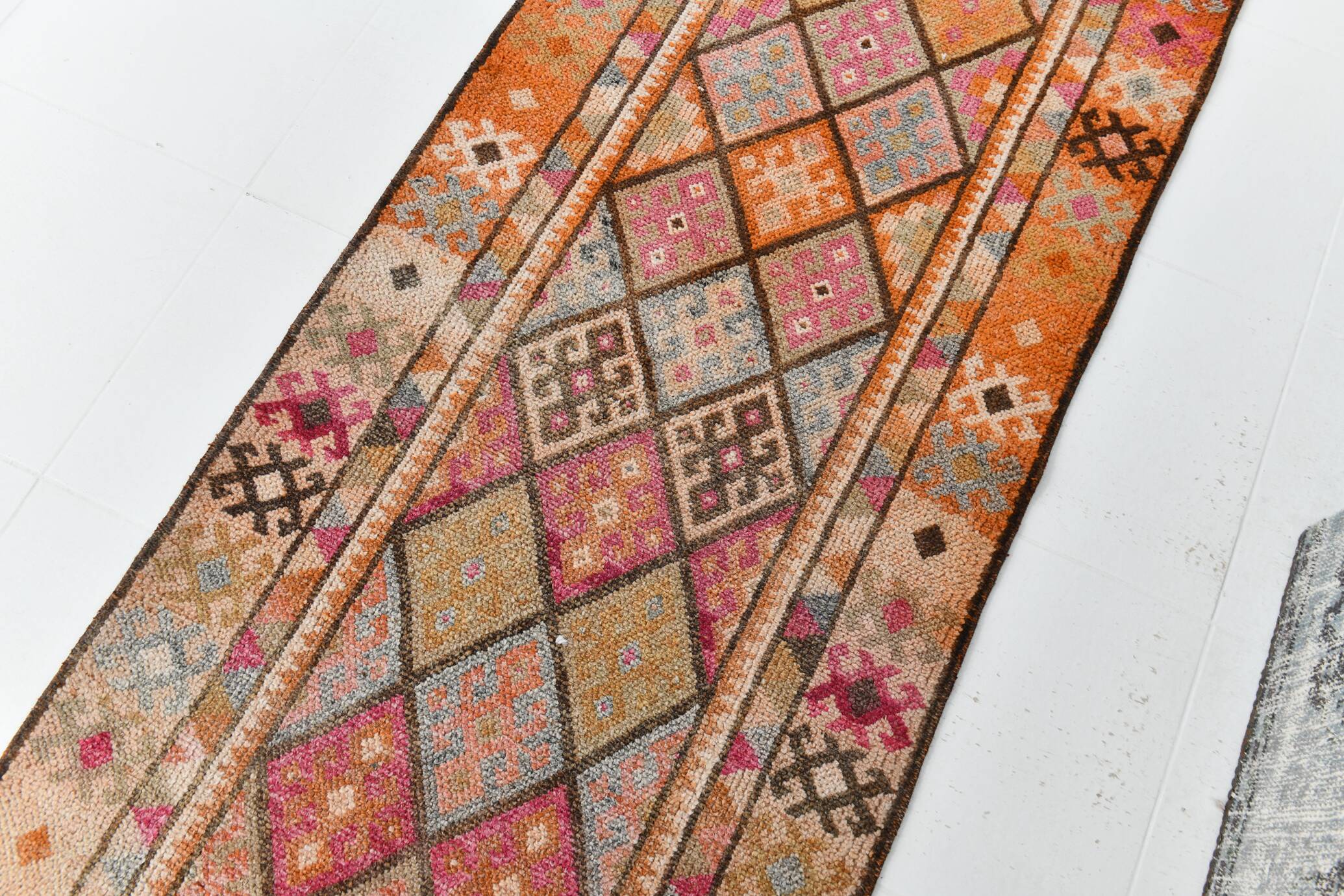 3x13 Colorful Soft Color Turkish Runner Rug, 87x395Cm