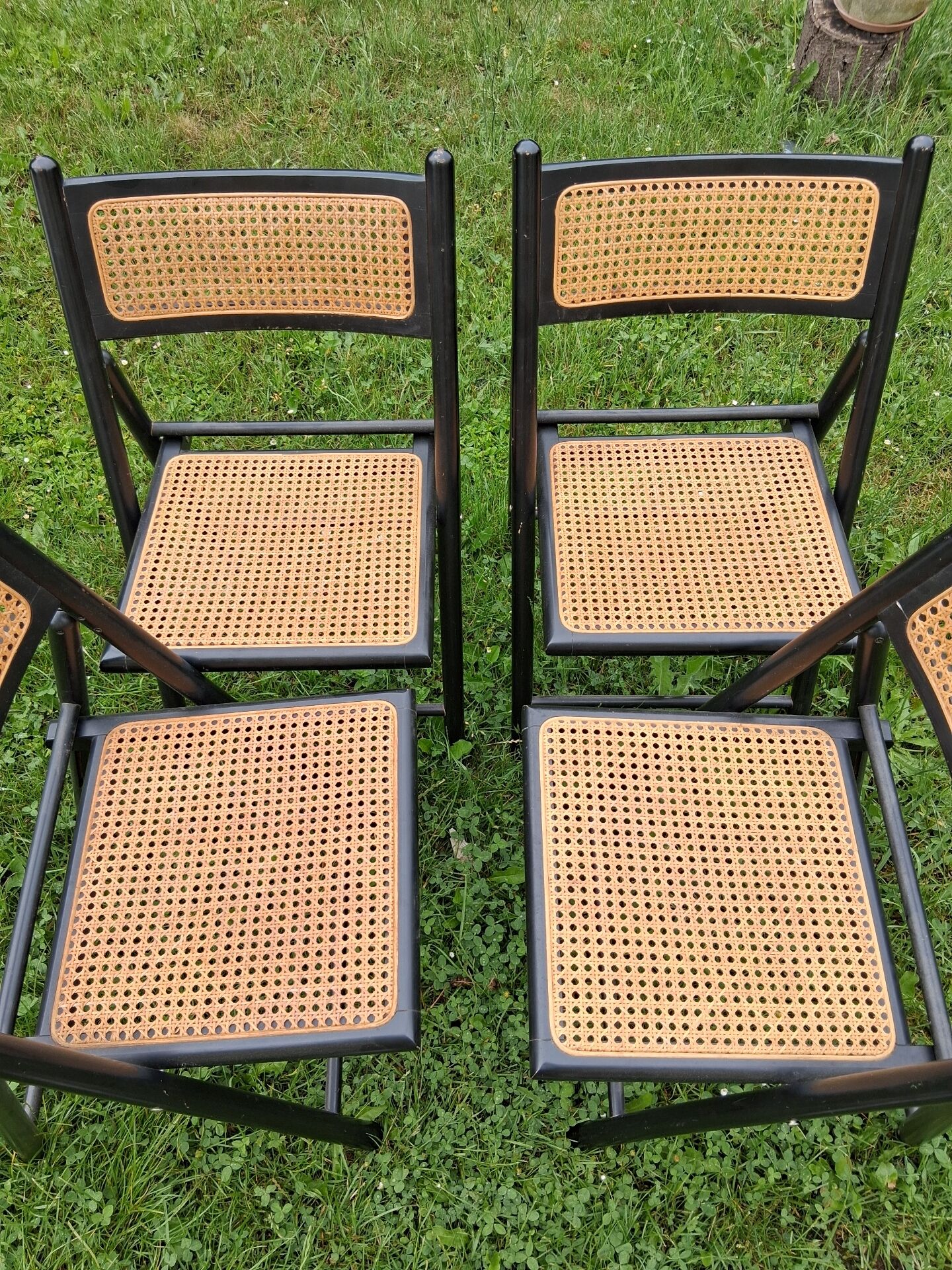 Chaises pliantes cannée