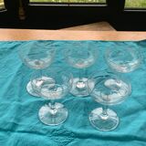 5 vintage mismatched champagne glasses
