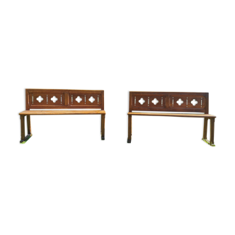 2 Breton church benches