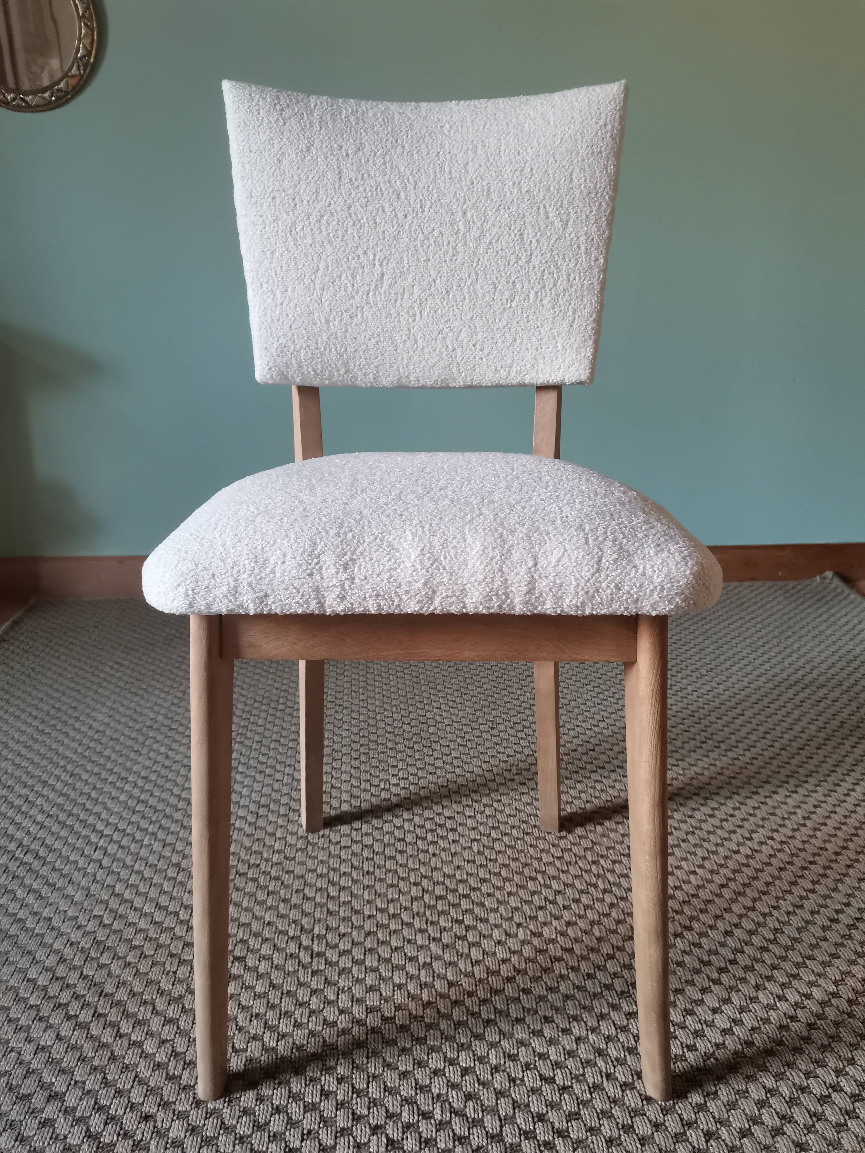 Art Deco white boucle chairs