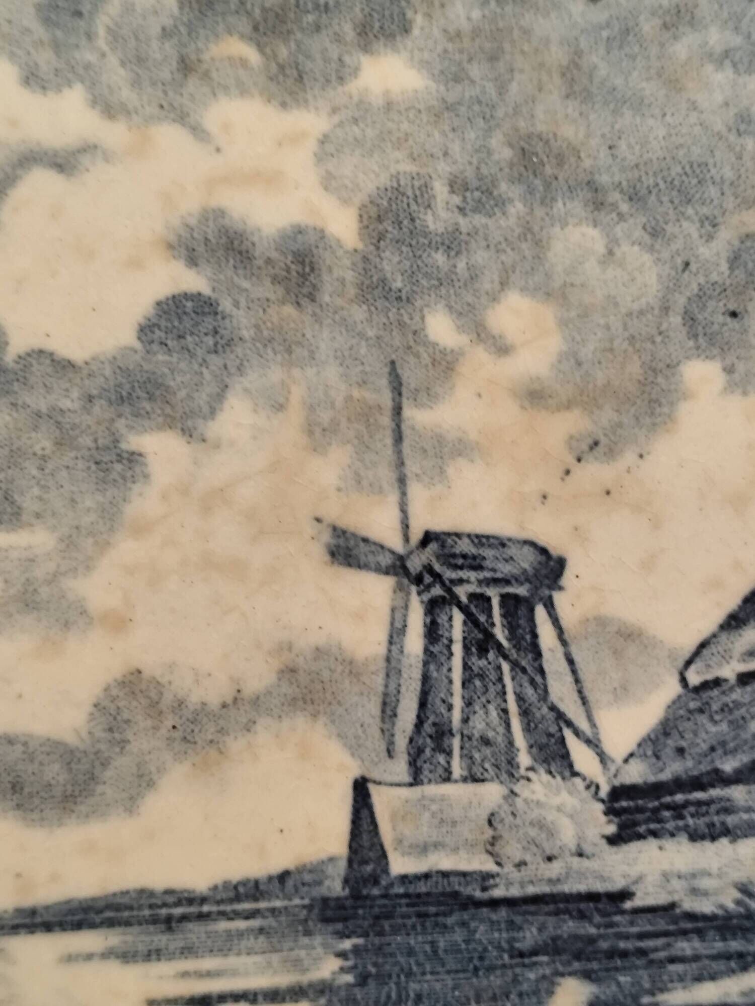 Ceramic tile trivet and wooden frame with Dutch windmill.