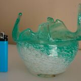 Blown glass empty pocket, thick, free-form, 80s design