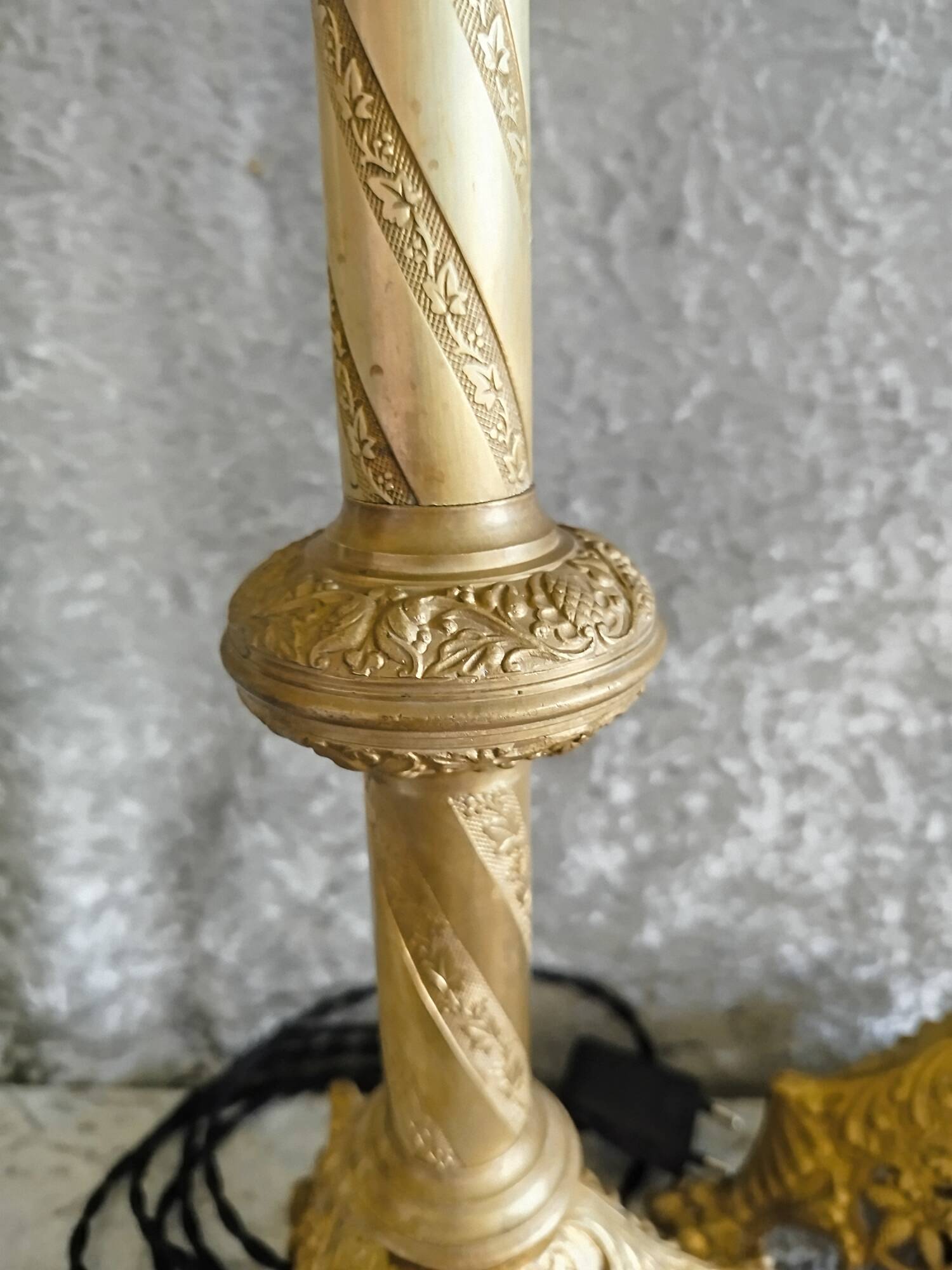 Pair of bronze candlesticks transformed into lamp bases