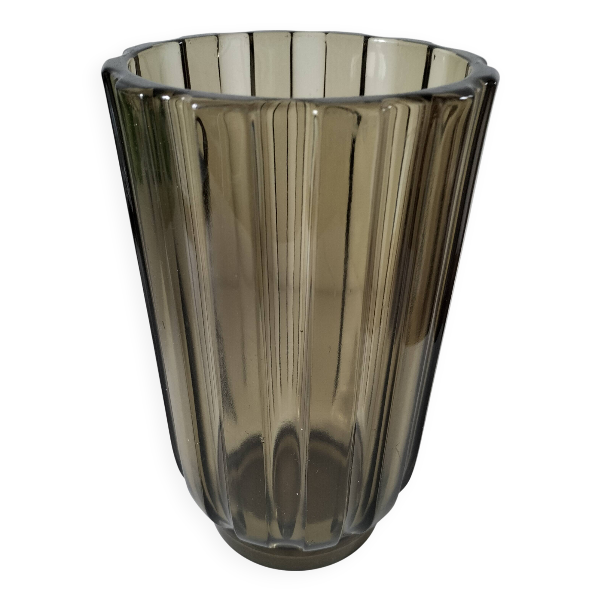 Vintage design smoked glass vase
