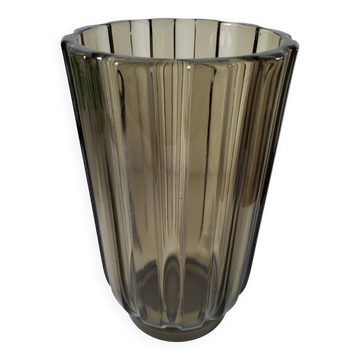 Vintage design smoked glass vase