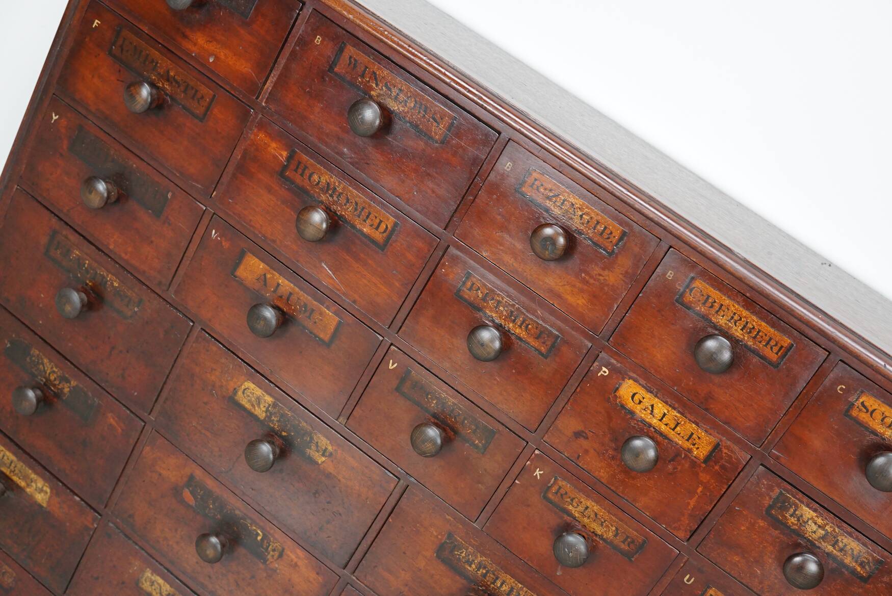 Antique Hardwood Apothecary Cabinet / Bank of Drawers, England, 19th Centur