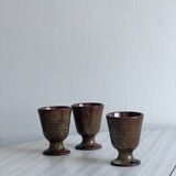 Set of 3 small enamelled ceramic mugs