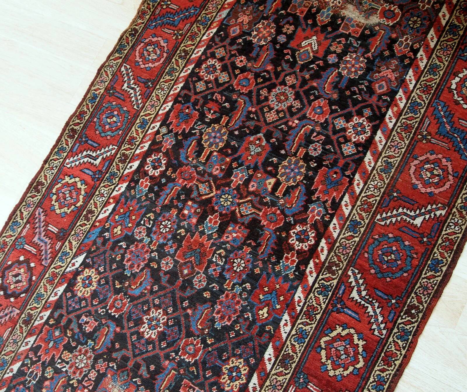 Handmade antique Persian Bakshaish runner 97cm x 375cm 1880s