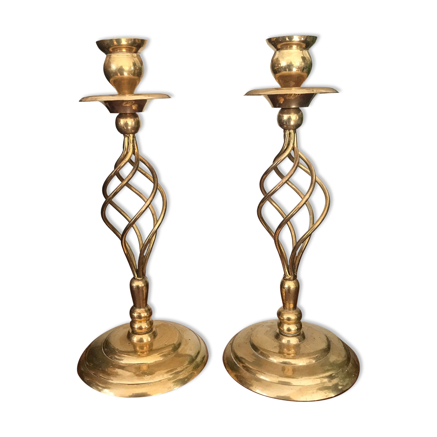 Pair of vintage brass candle holders