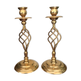Pair of vintage brass candle holders