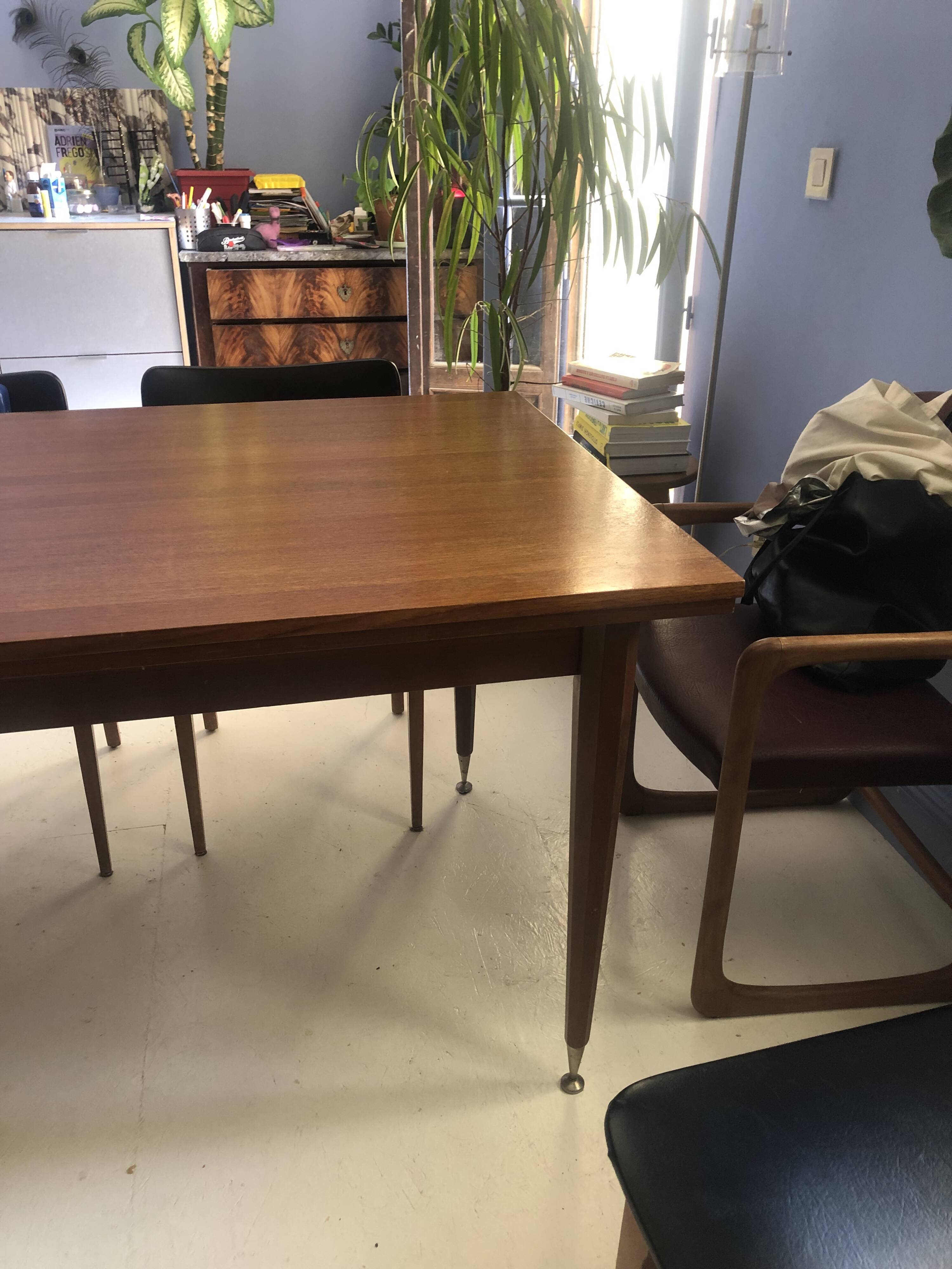 Mid-century Scandinavian dining table (with integrated extensions)