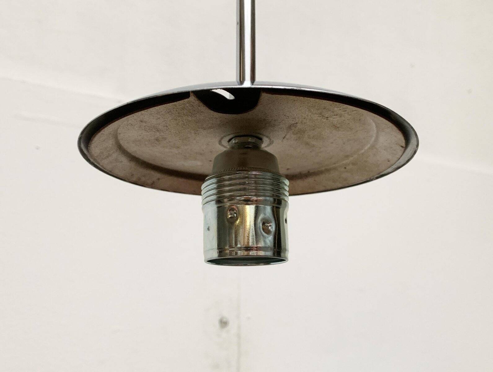Mid-Century German Glass and Metal Ball Pendant