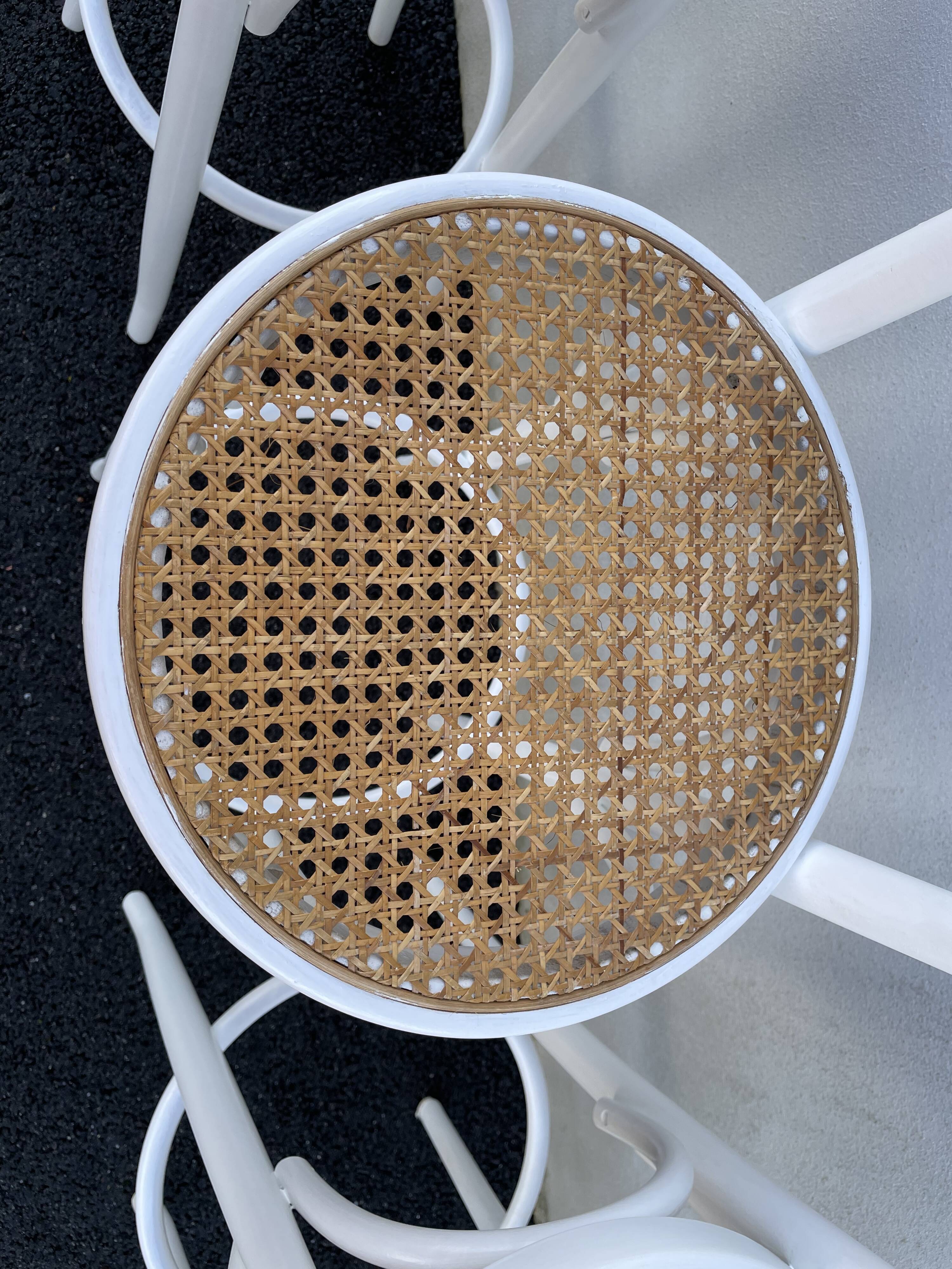 High stools in cane and curved wood 1970-1980