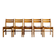 Set of 5 French Vintage Mid Century Dining Chairs in Elm, 1960s