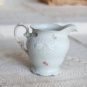 Vintage white porcelain milk jug – Romantic floral pattern