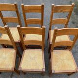6 solid oak straw farmhouse dining chairs