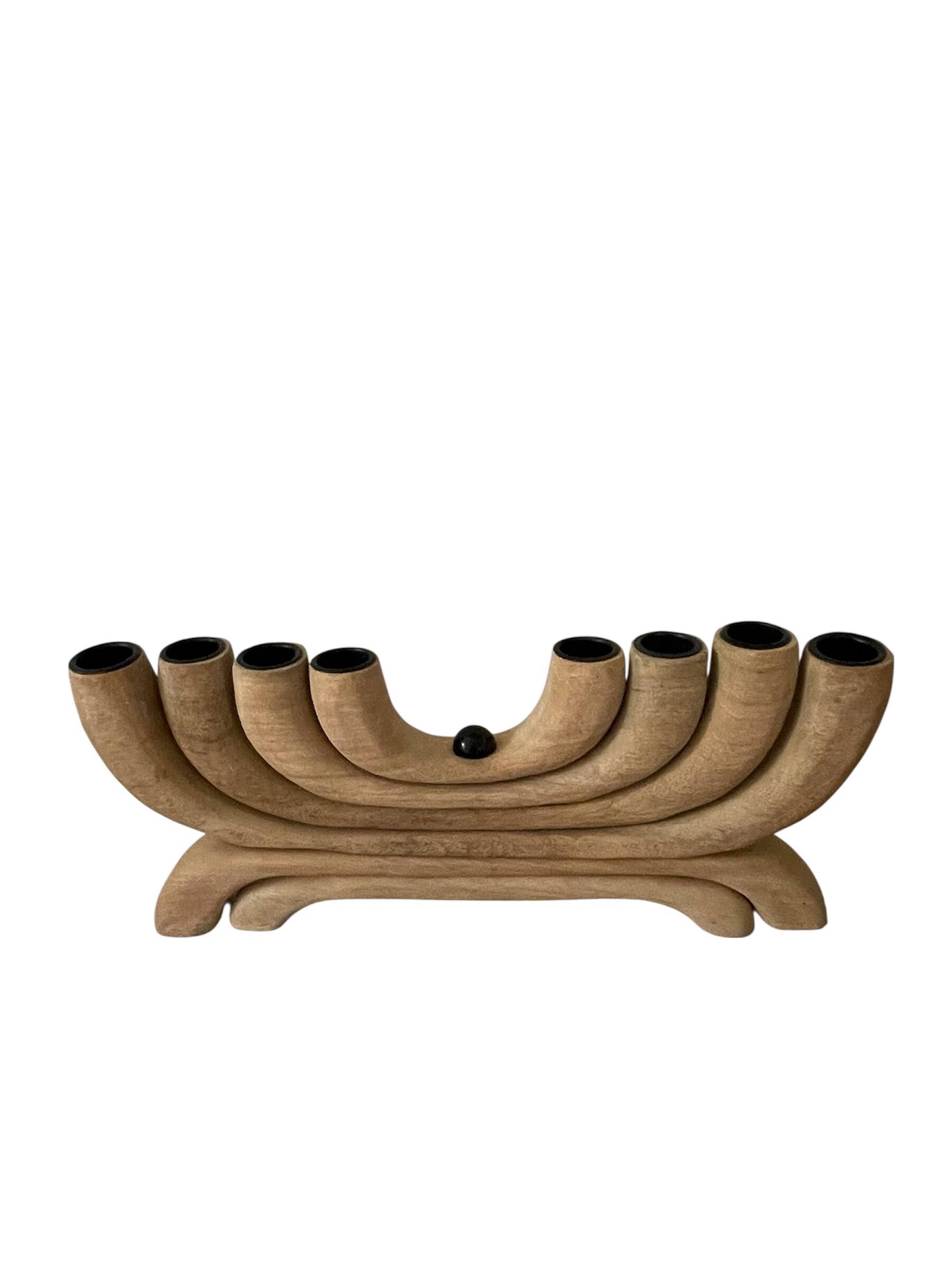 Scandinavian wooden chandelier with 8 branches