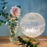 Lampe à poser globe vintage en verre strié