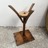 Old primitive wooden tripod pedestal table