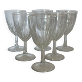 6 white wine glasses with fluted stems, made in France