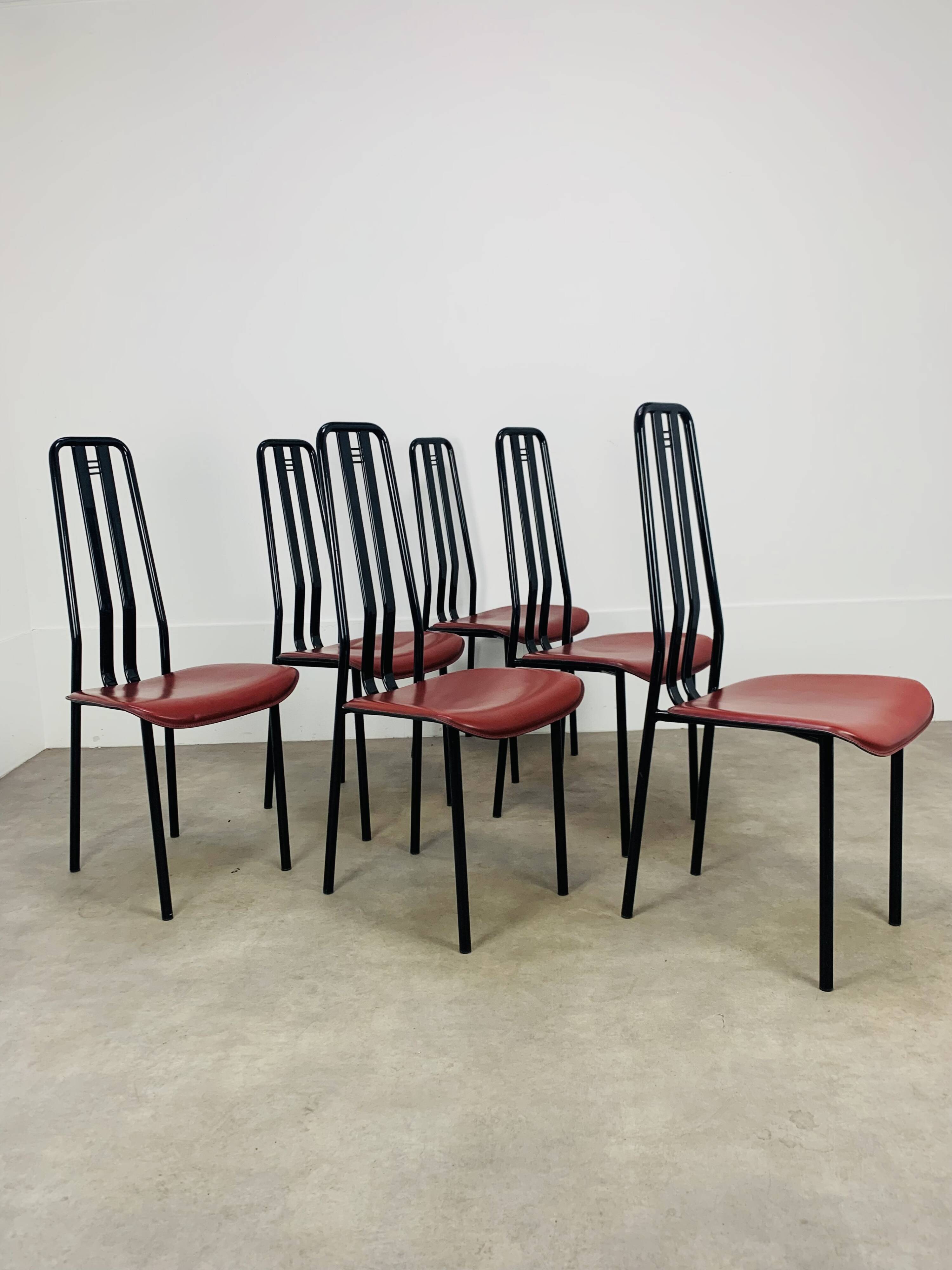 6 chairs by Giorgio Cattelan for Cidue Italy, postmodern, 1980s