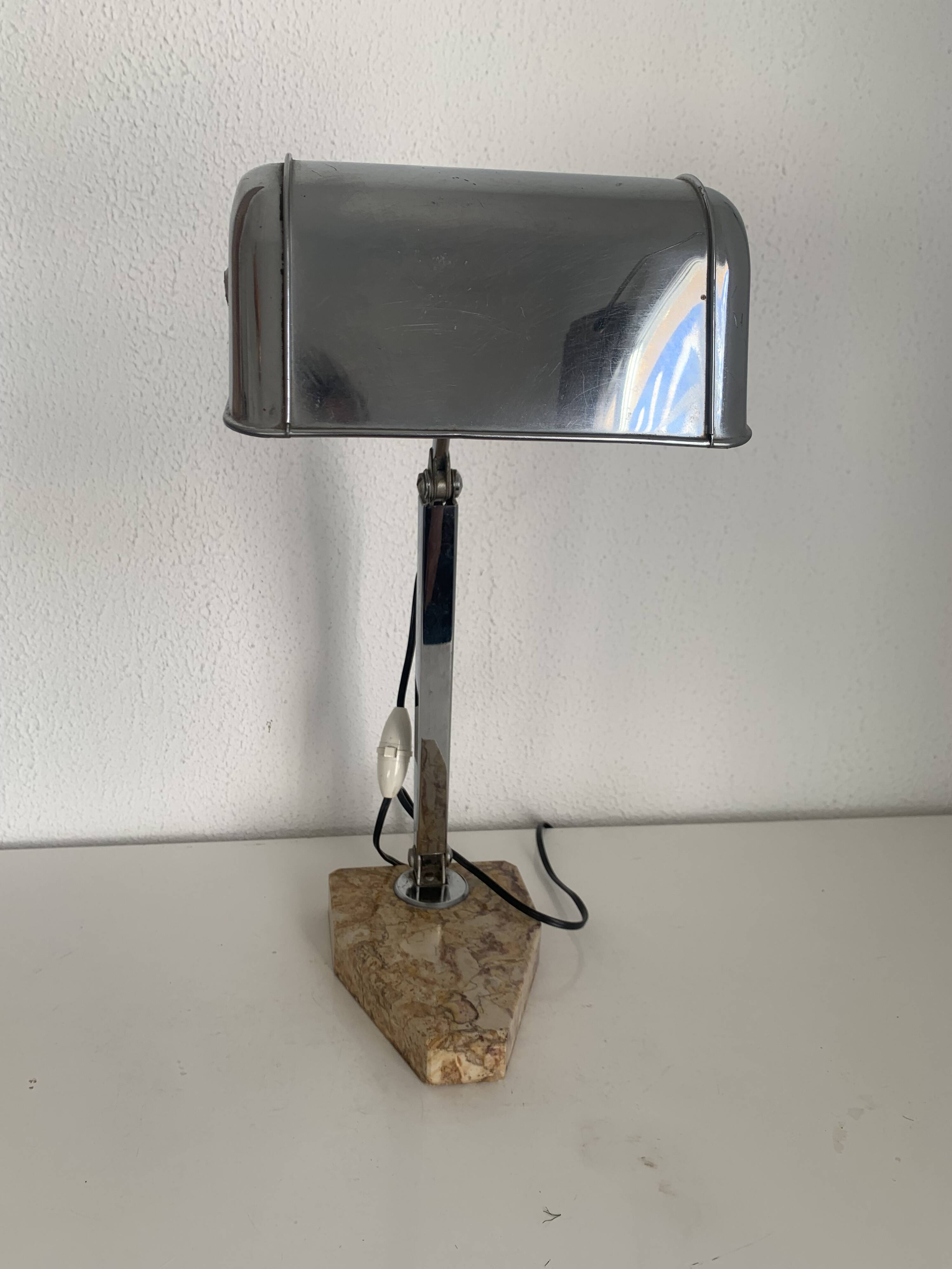 Vintage lamp 1930 Fare French craftsmanship sand marble - 45 cm