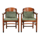 Set of 2 Art Nouveau/Jugendstil dining chairs with suede upholstery