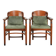 Set of 2 Art Nouveau/Jugendstil dining chairs with suede upholstery