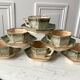 set of 6 cups, octagonal subcups and milk pot in ceramic sandstone of the Morvan years 60-70