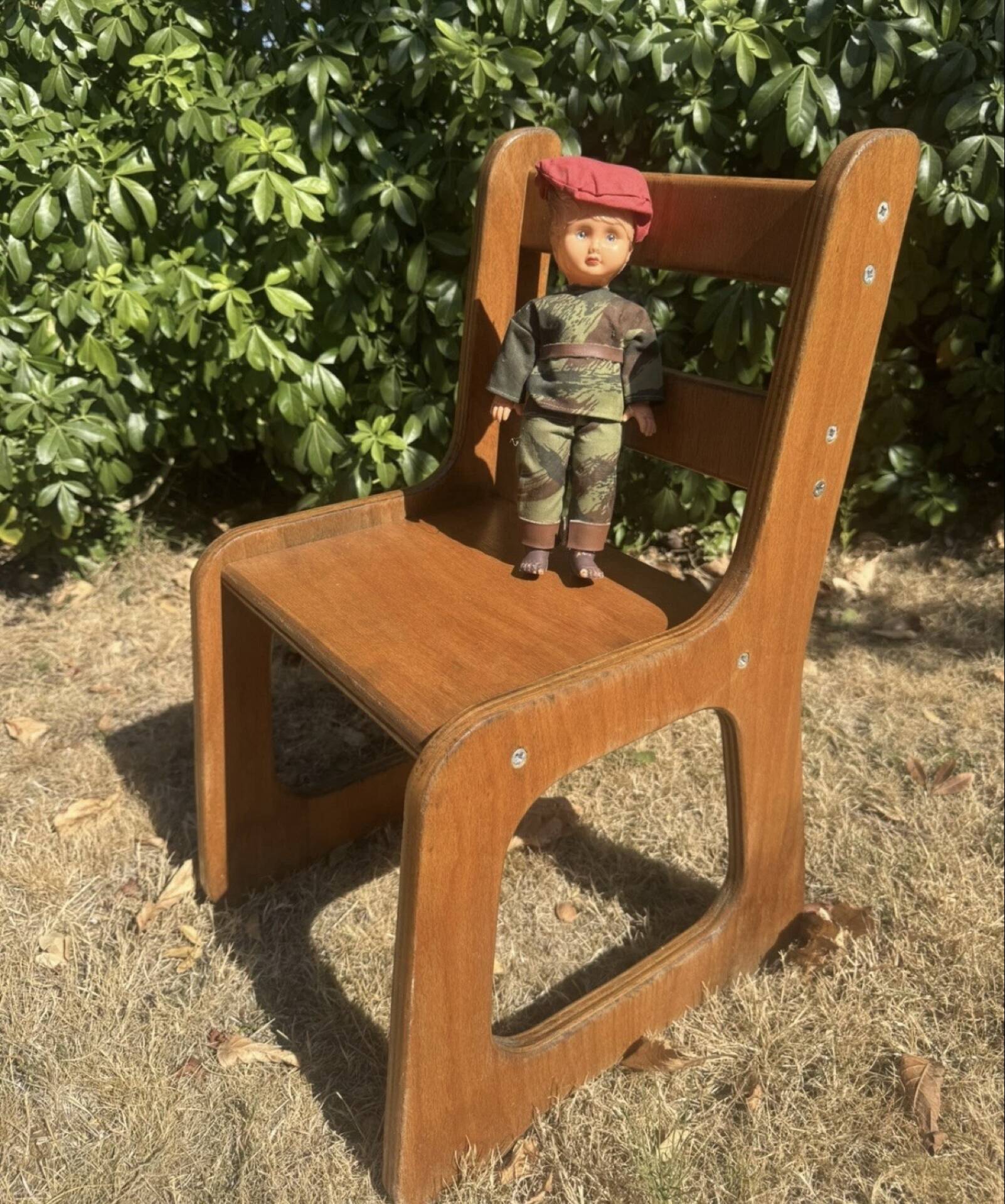 Vintage wooden children's sled chair – 60s/70s design furniture