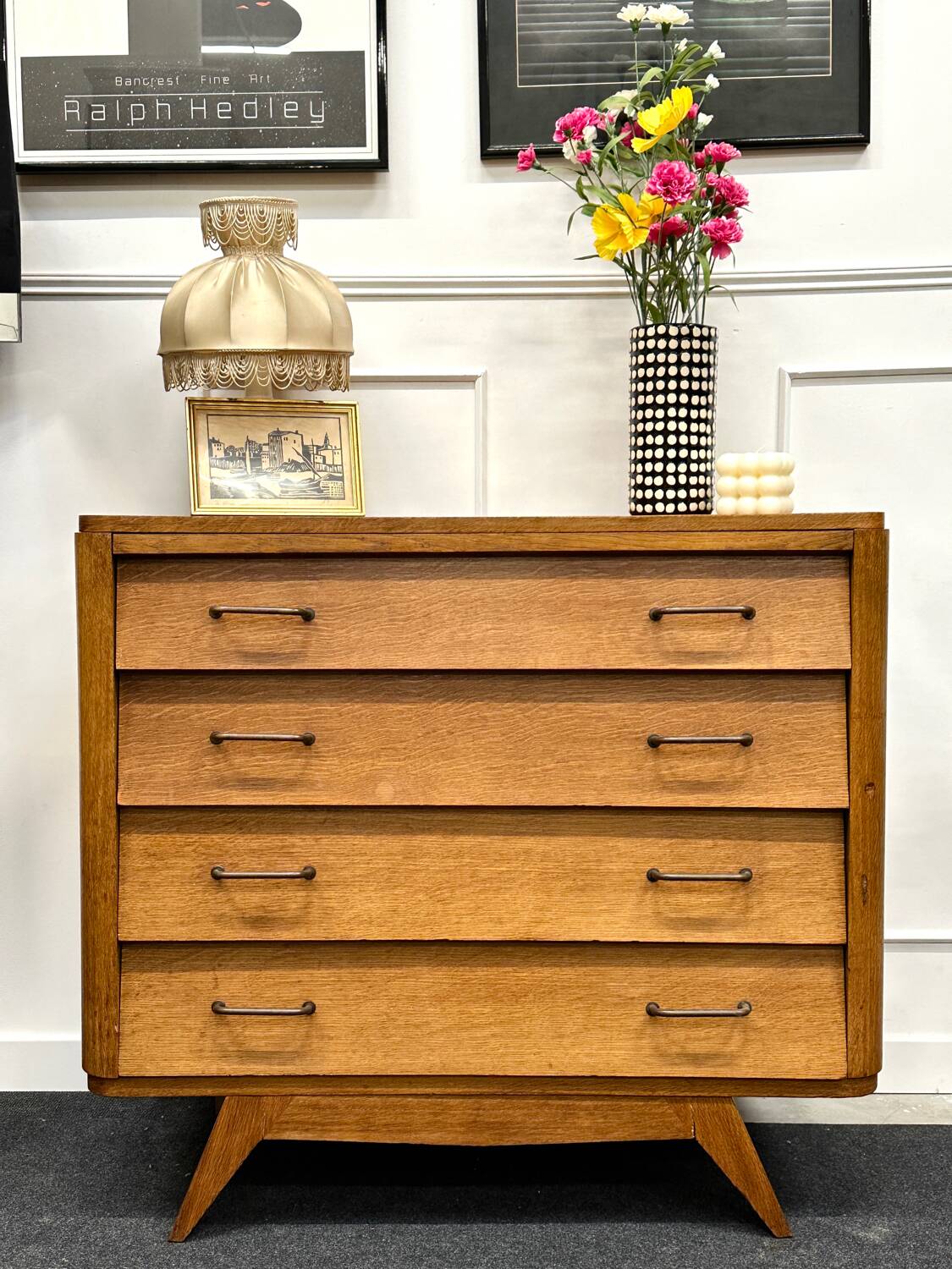 Vintage chest of drawers with compass feet