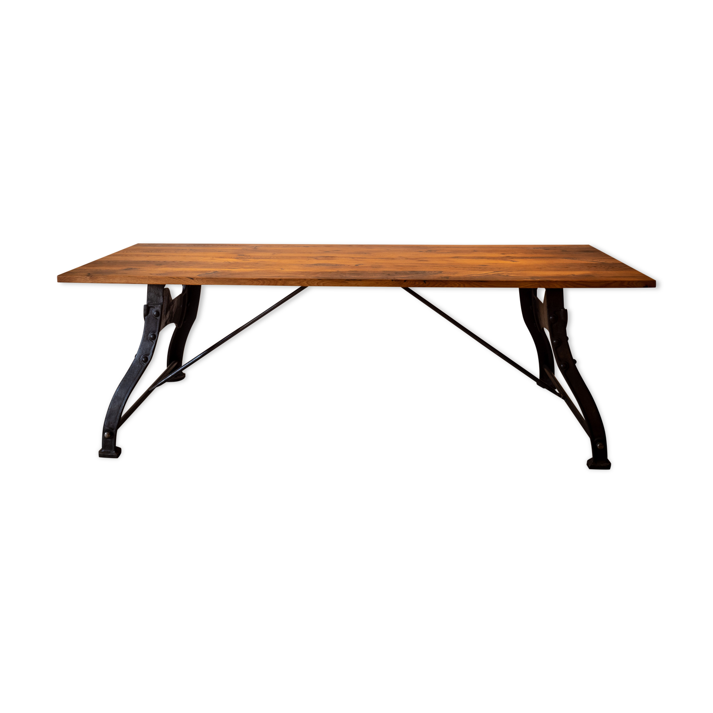 Bamford table oak-reclaimed wood cast iron