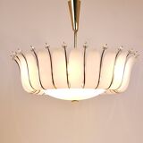 Grand chandelier Rupert Nikoll 27" mid-century brass with leaves, Austria, 1950.