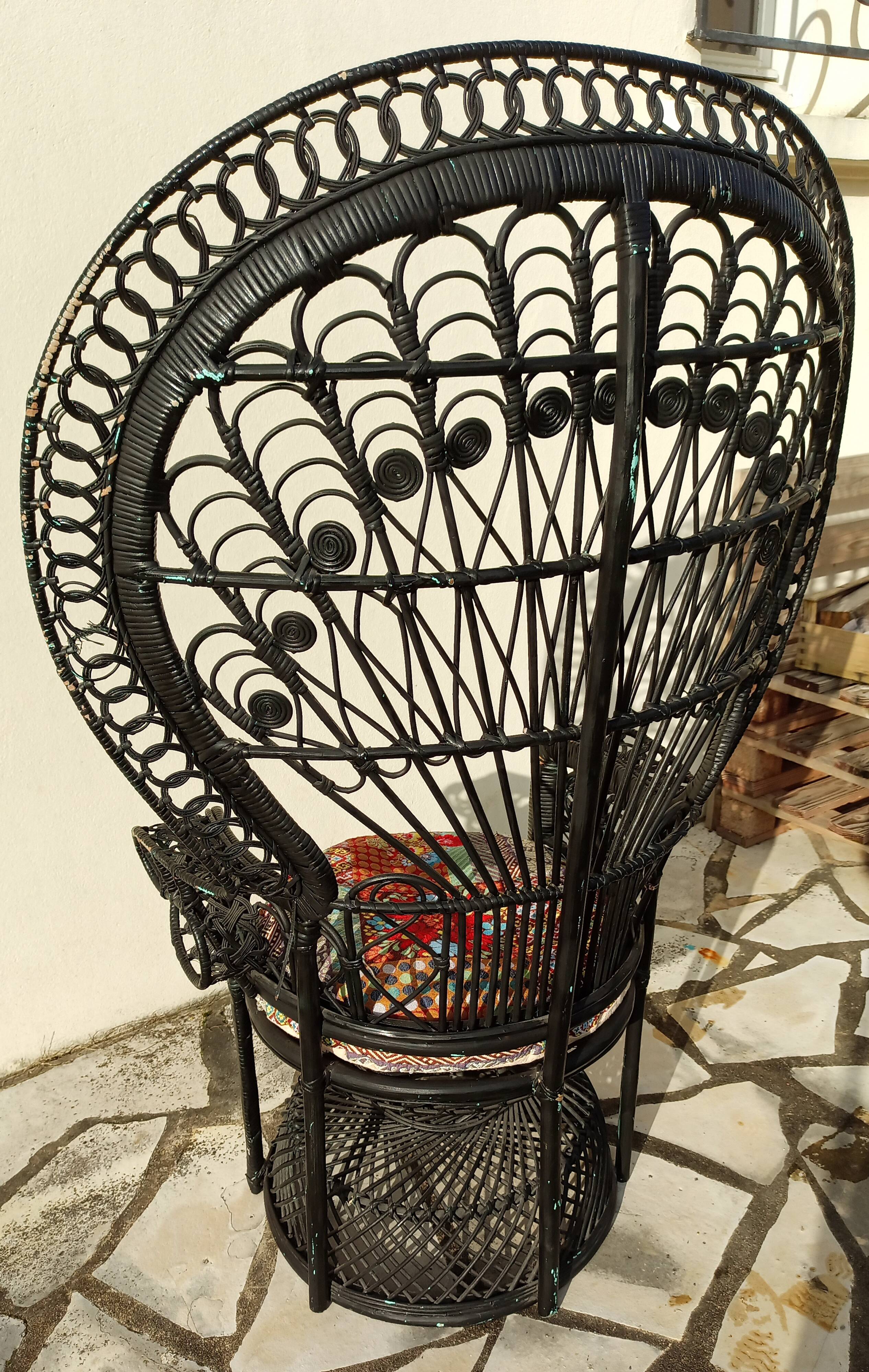Fauteuil Emmanuelle peacock rotin