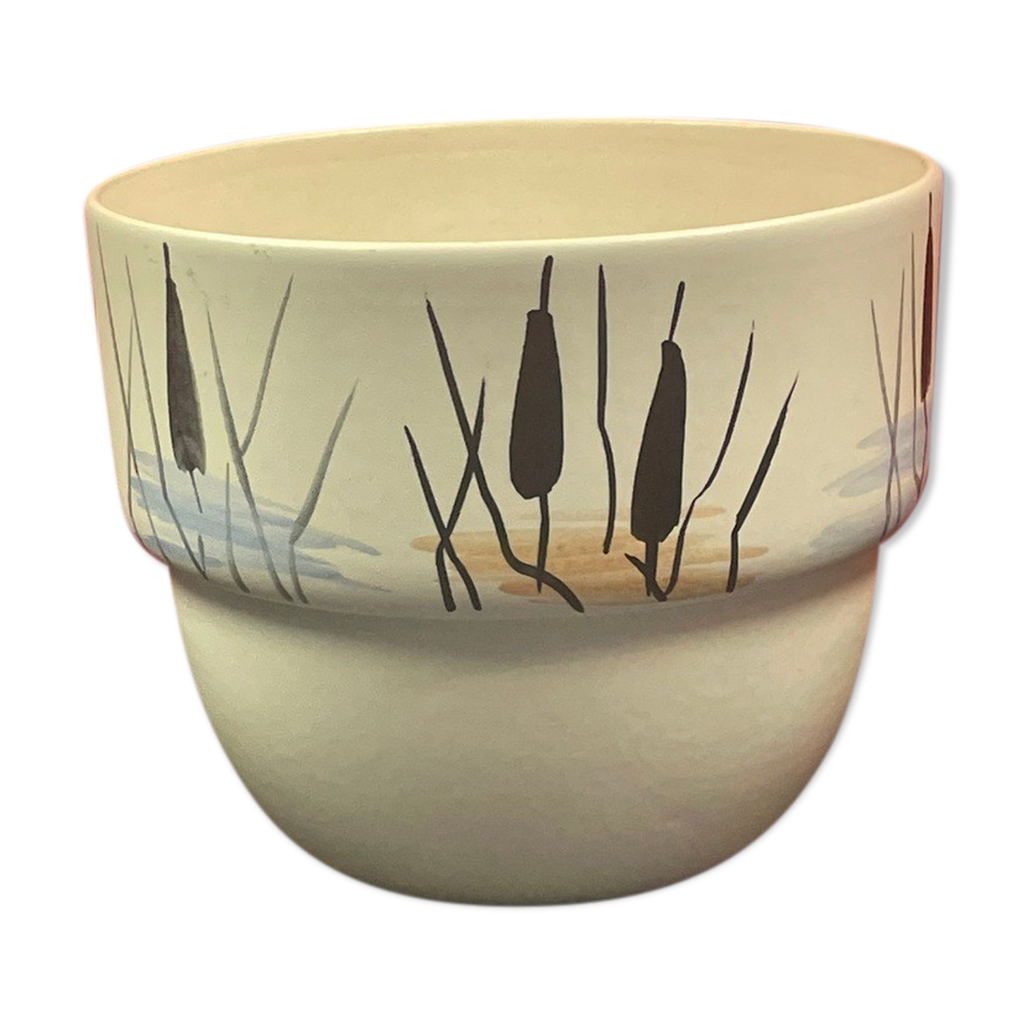 Ceramic pot cover with vegetable decoration sign (paul) milet sevres ø 19 cm h 15