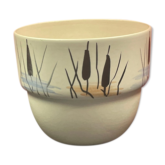 Cache pot en ceramique a decor vegetal signe (paul) milet sevres ø 19 cm h 15