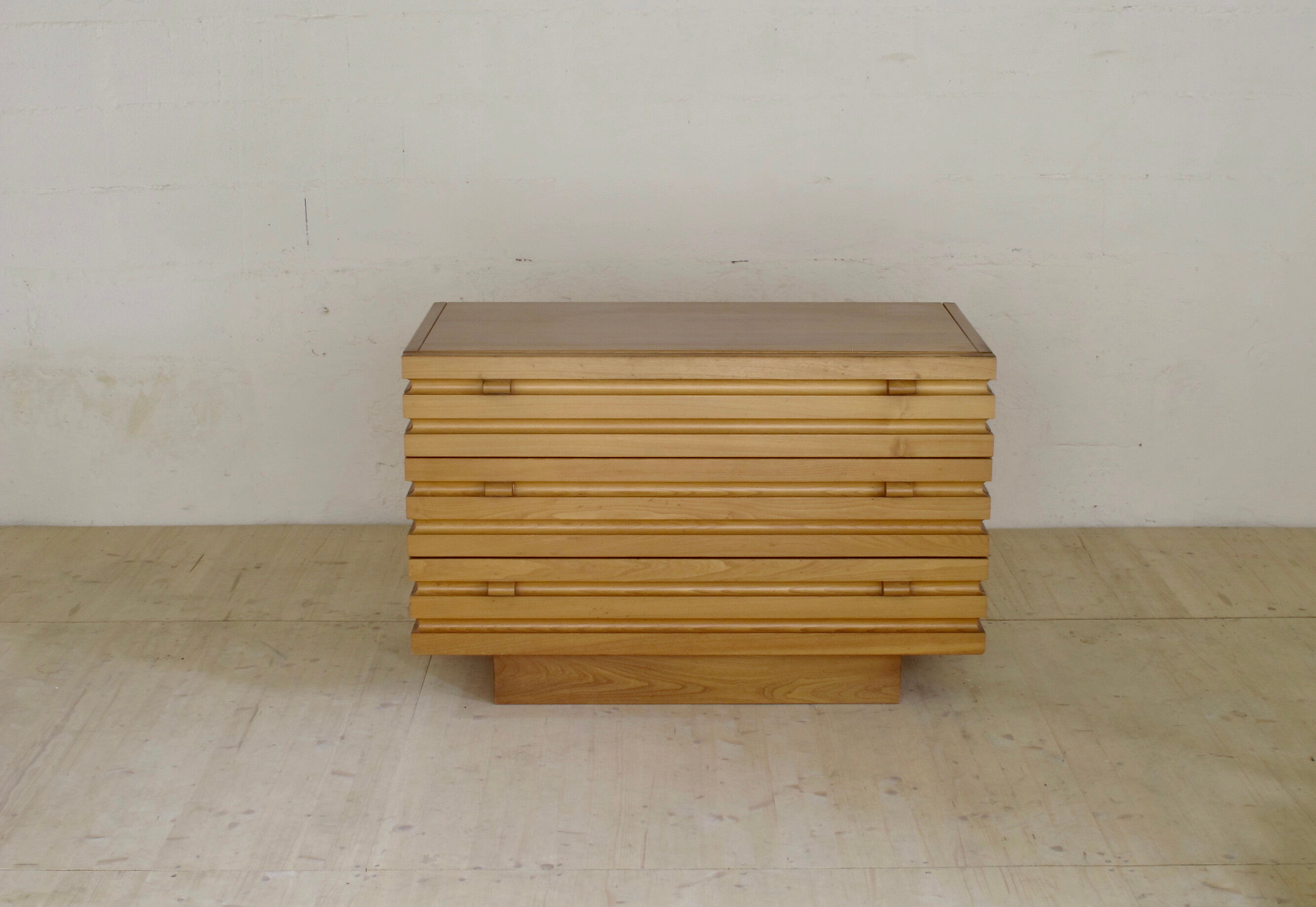 Solid elm three-drawer chest of drawers