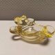 Mid-century yellowish crystal teddy bear ashtray from Vannes Le Châtel France