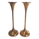 Pair of trumpet candlesticks in brass, Danish design.